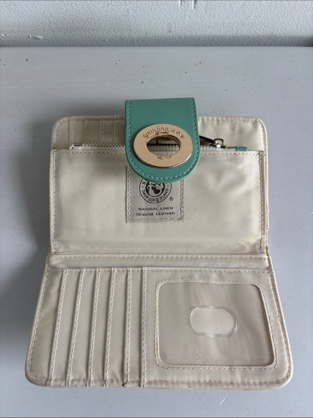 Spartina 449 Brown & Cream Geometric Wallet with Mint Strap - Picture 6 of 6